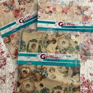 Vintage Cleo Flat Gift Wrap Set of 3 Originally Purchased from The Paper Outlet